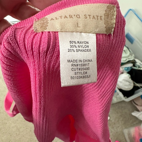 Altar'd State Pink Ribbed Top - Picture 3 of 3